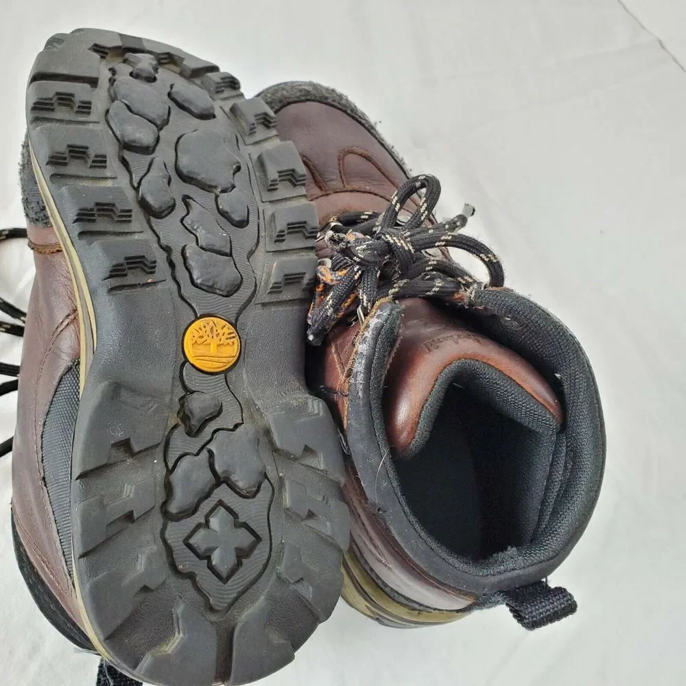 Timberland Boys‎ Pawtuckaway Brown Leather Waterproof Hiking Boots Size 1.5